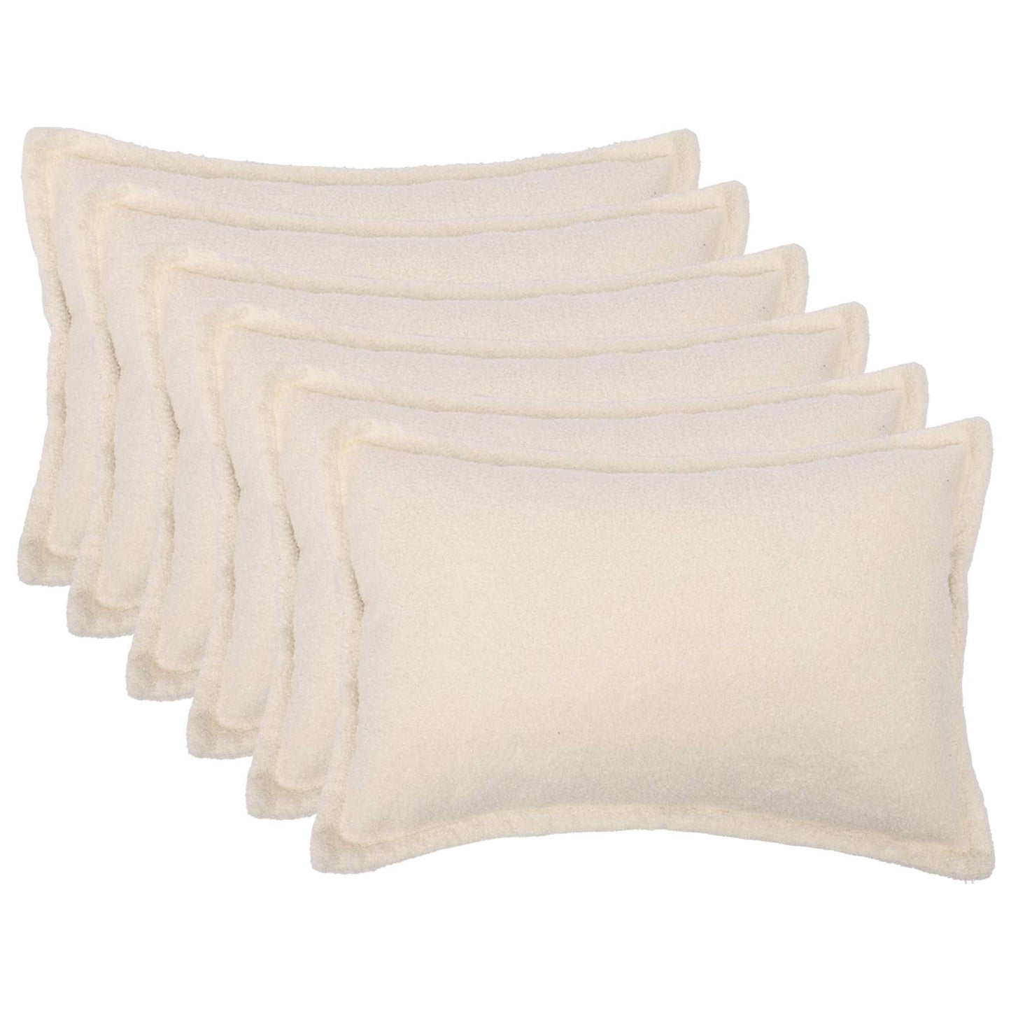 Cushion Cover 6 pcs HOUTEN Cream 40 x 60 cm Bouclé