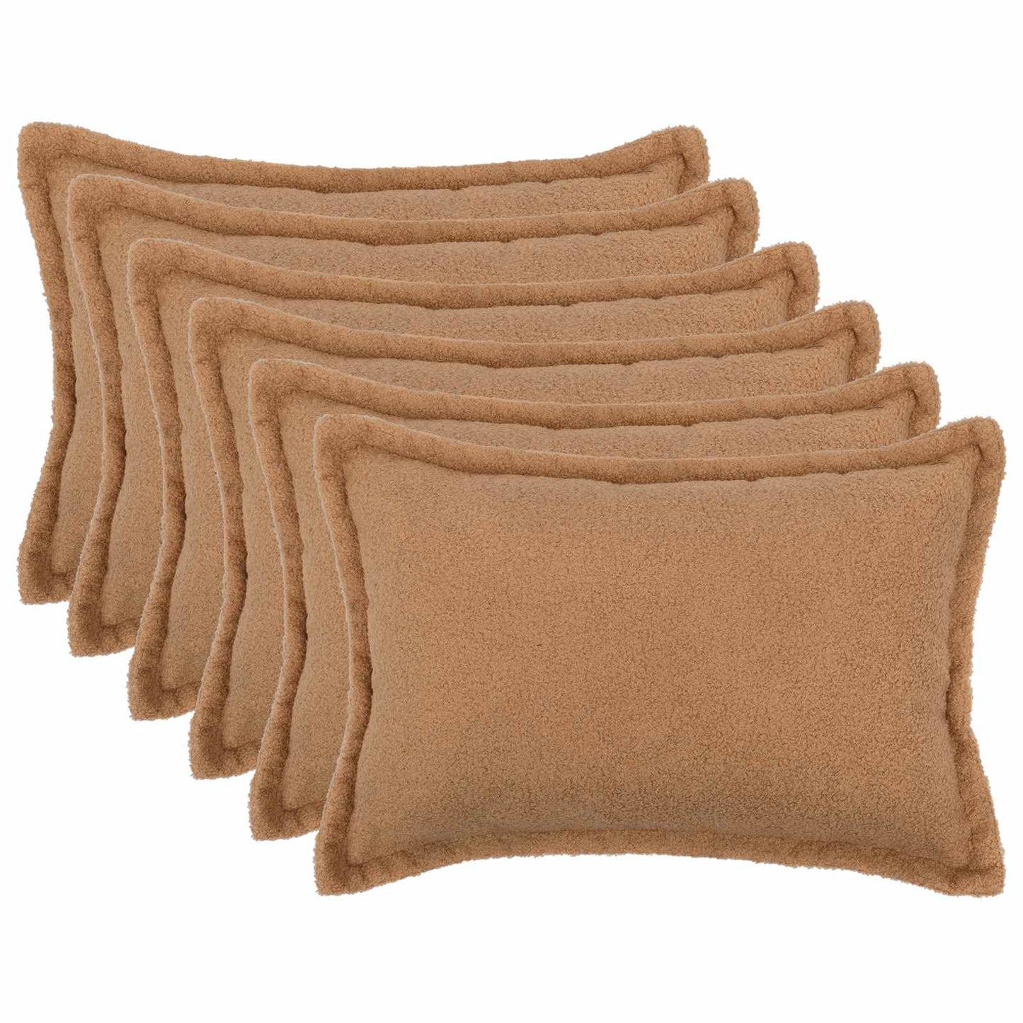 Cushion Cover 6 pcs HOUTEN Beige 40 x 60 cm Bouclé