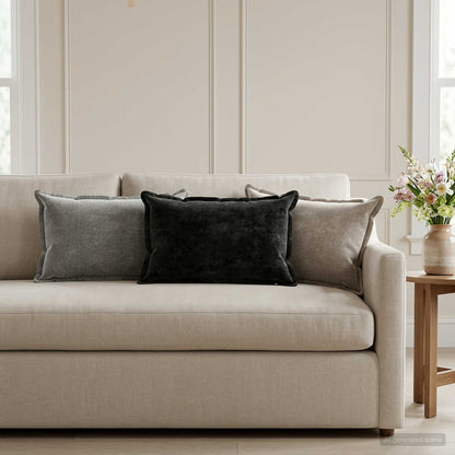 Cushion Cover 2 pcs HOUTEN Dark Grey 30 x 50 cm Chenille Fabric