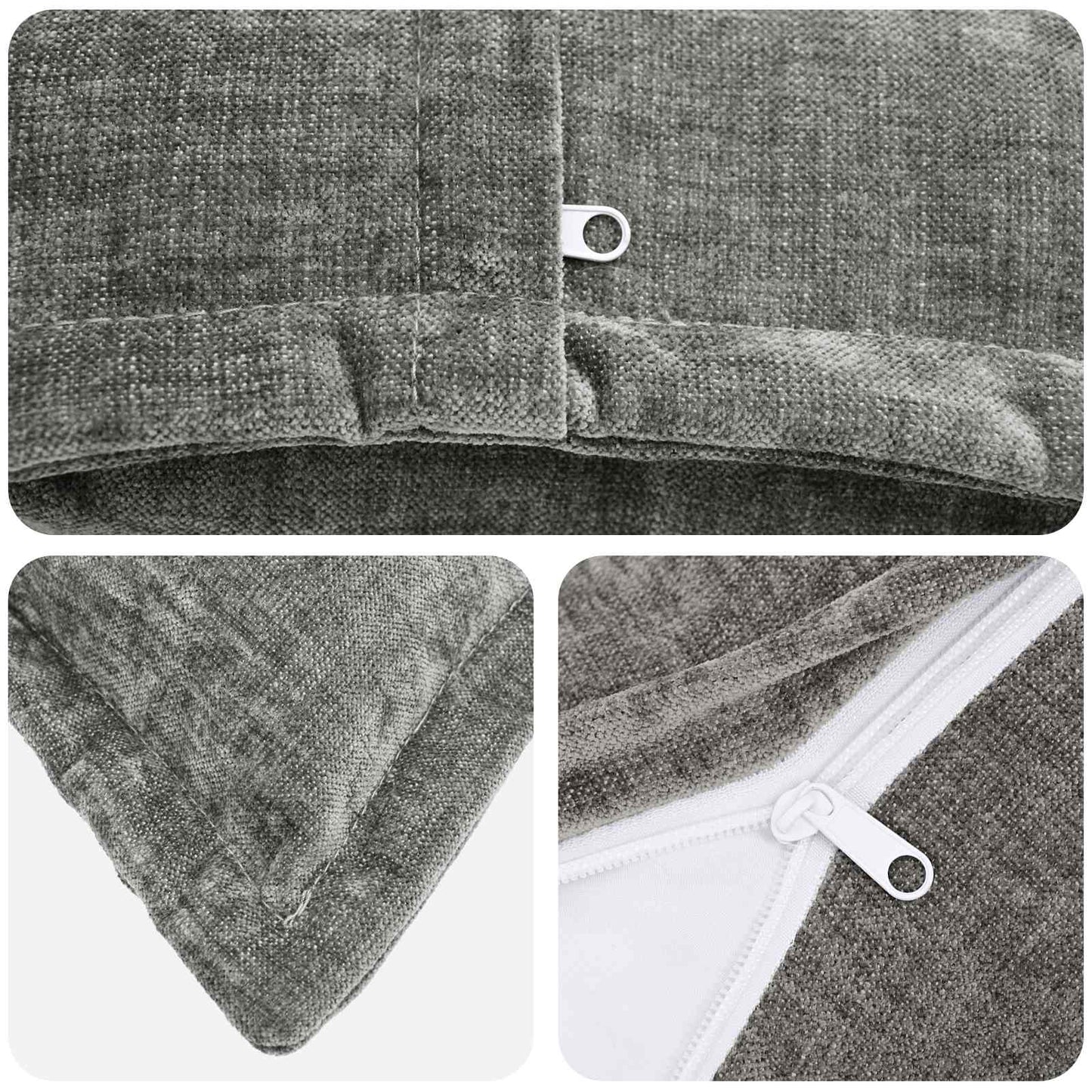Cushion Cover 6 pcs HOUTEN Dark Grey 40 x 60 cm Chenille Fabric