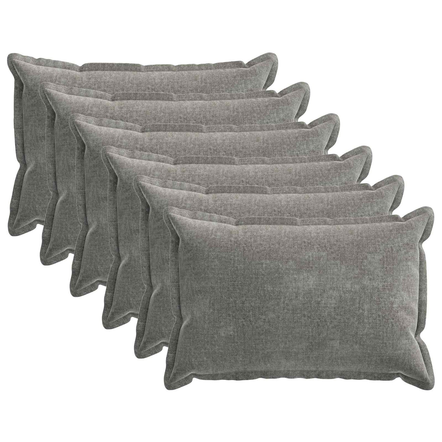 Cushion Cover 6 pcs HOUTEN Dark Grey 40 x 60 cm Chenille Fabric