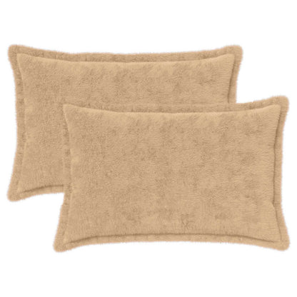 Cushion Cover 2 pcs HOUTEN Cream 40 x 60 cm Faux Rabbit Fur
