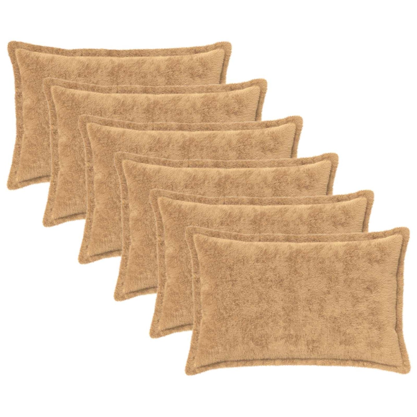 Cushion Cover 6 pcs HOUTEN Taupe 40 x 60 cm Faux Rabbit Fur