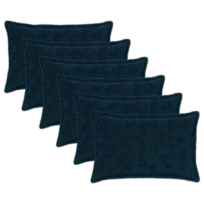 Cushion Cover 6 pcs HOUTEN Navy Blue 40 x 60 cm Faux Rabbit Fur