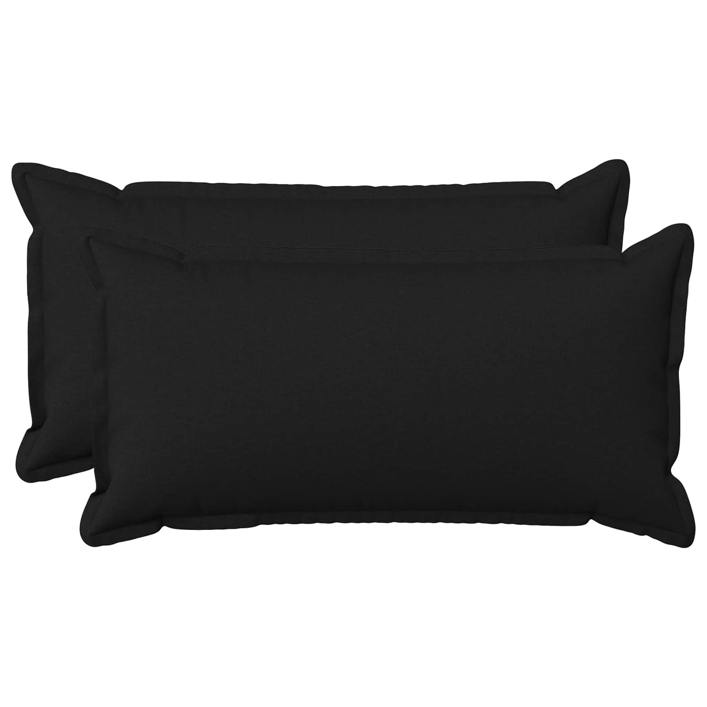 Cushion Cover 2 pcs HOUTEN Black 40 x 70 cm Faux Linen