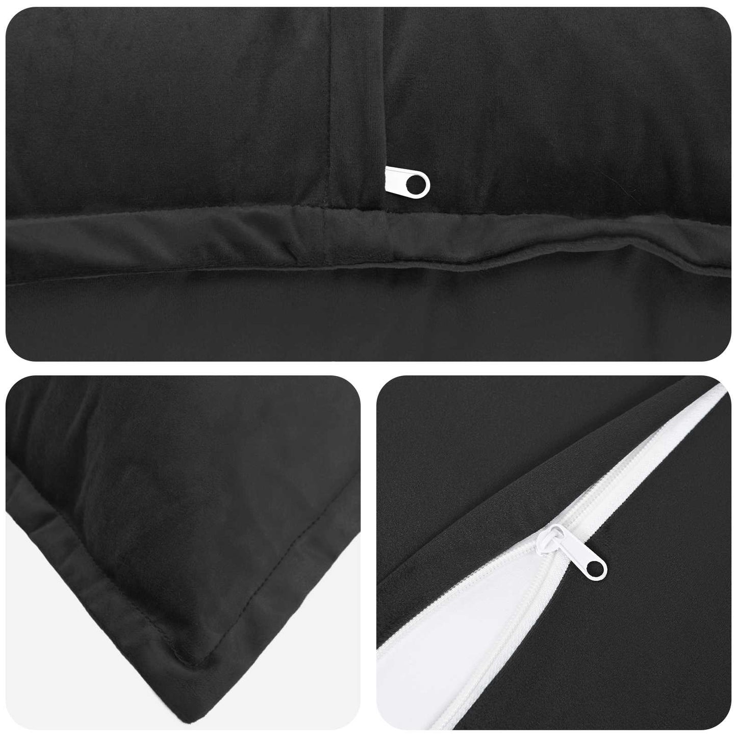Cushion Cover 2 pcs HOUTEN Black 40 x 70 cm Velvet