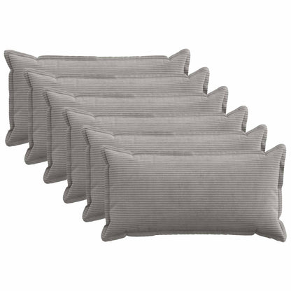 Cushion Cover 6 pcs HOUTEN Light Grey 40 x 70 cm Corduroy