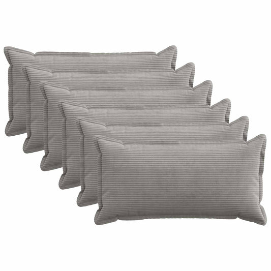 Cushion Cover 6 pcs HOUTEN Light Grey 40 x 70 cm Corduroy