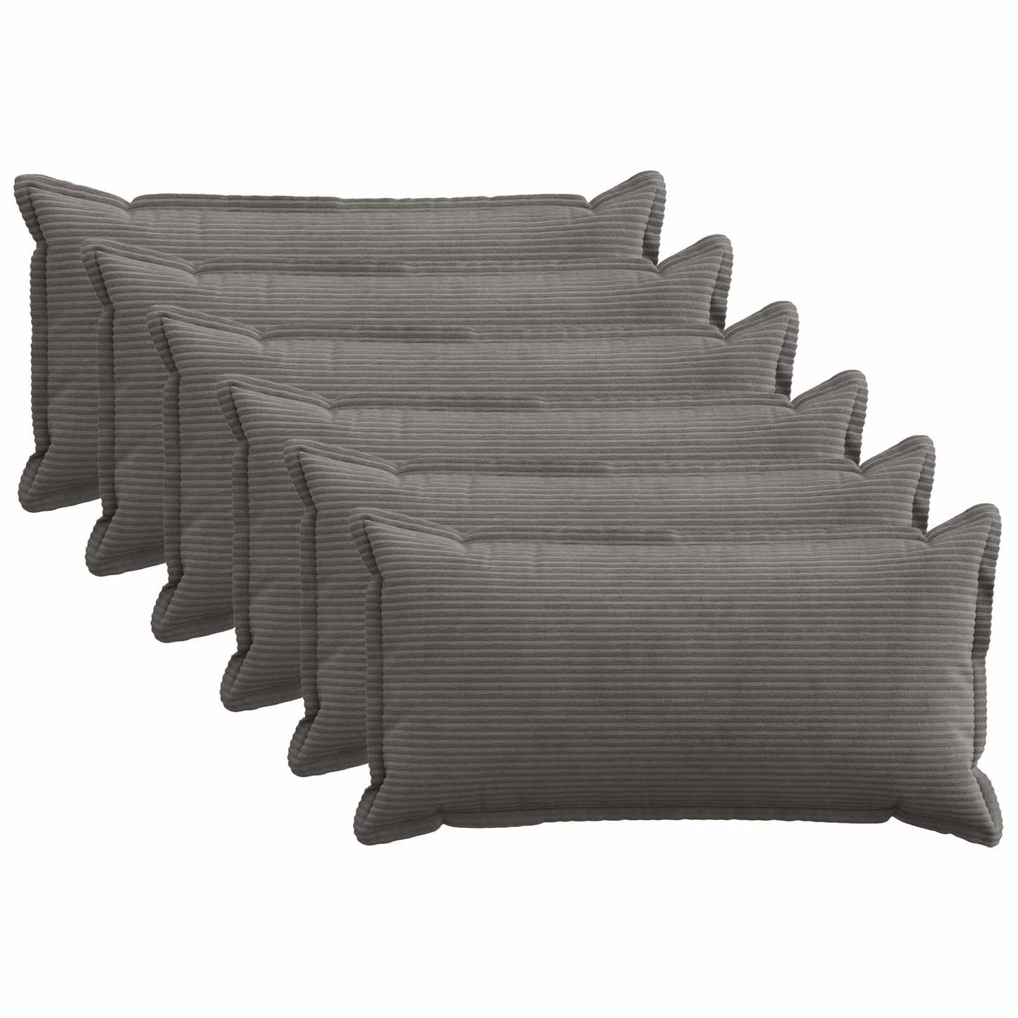 Cushion Cover 6 pcs HOUTEN Dark Grey 40 x 70 cm Corduroy