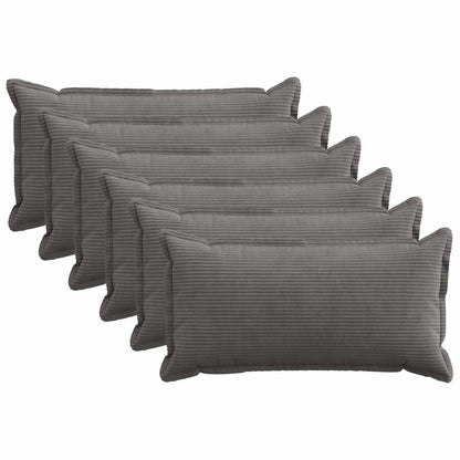 Cushion Cover 6 pcs HOUTEN Dark Grey 40 x 70 cm Corduroy