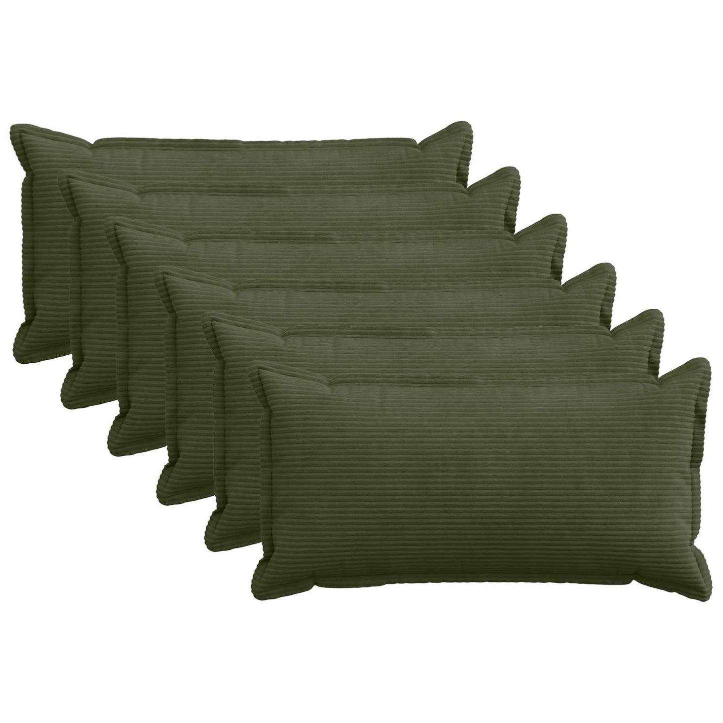 Cushion Cover 6 pcs HOUTEN Green 40 x 70 cm Corduroy