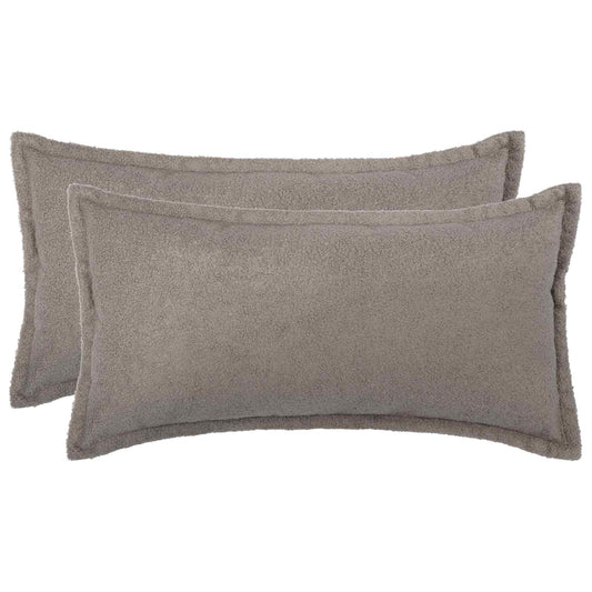 Cushion Cover 2 pcs HOUTEN Light Grey 40 x 70 cm Bouclé