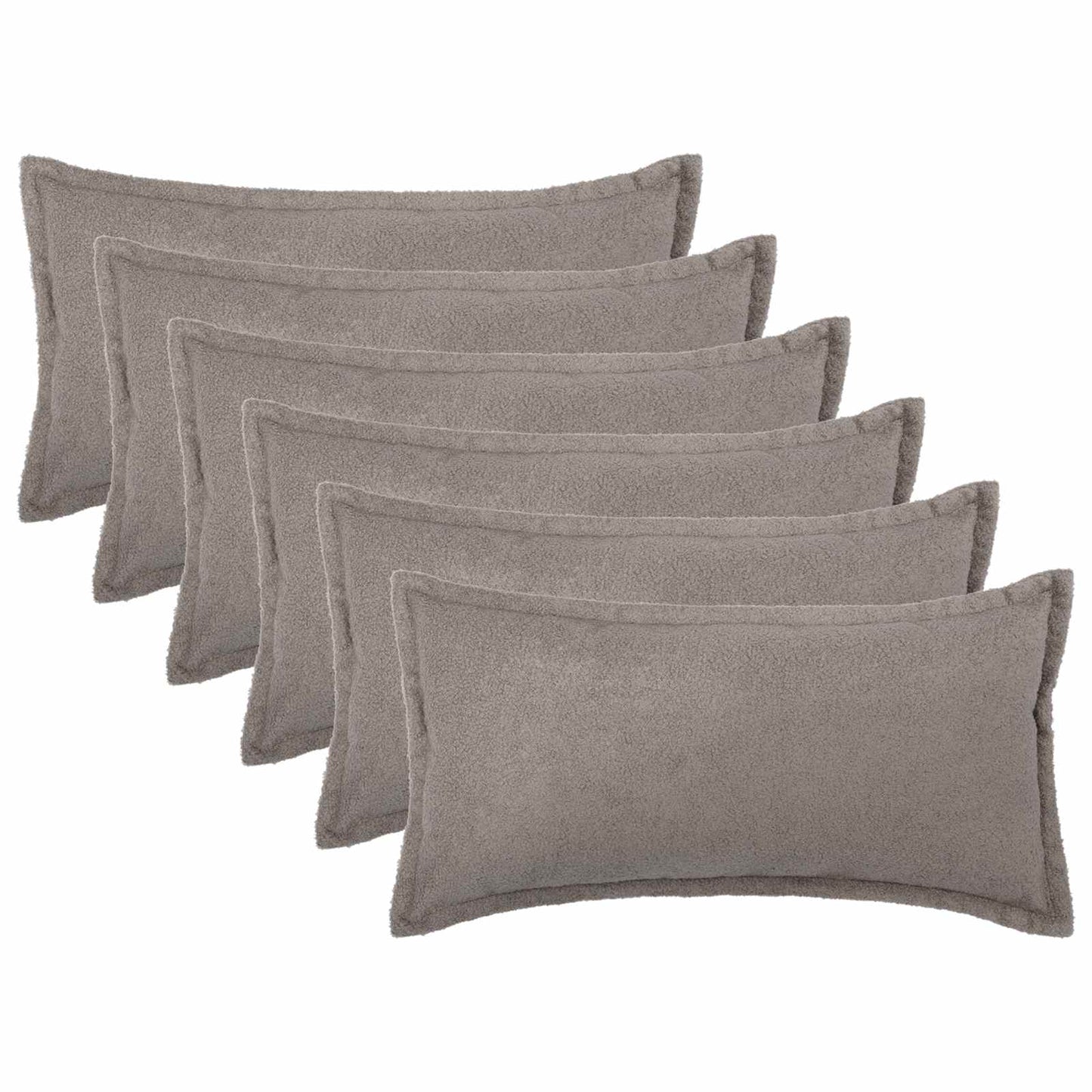 Cushion Cover 6 pcs HOUTEN Light Grey 40 x 70 cm Bouclé