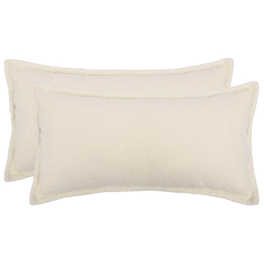 Cushion Cover 2 pcs HOUTEN Cream 40 x 70 cm Bouclé