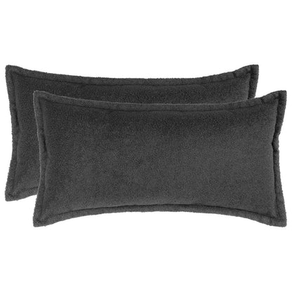 Cushion Cover 2 pcs HOUTEN Dark Grey 40 x 70 cm Bouclé