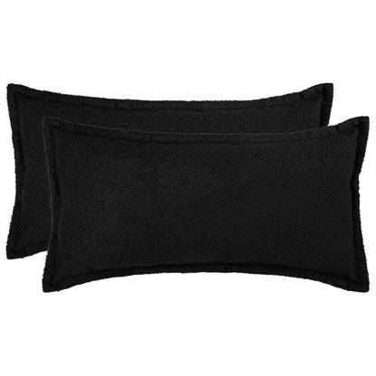 Cushion Cover 2 pcs HOUTEN Black 40 x 70 cm Bouclé