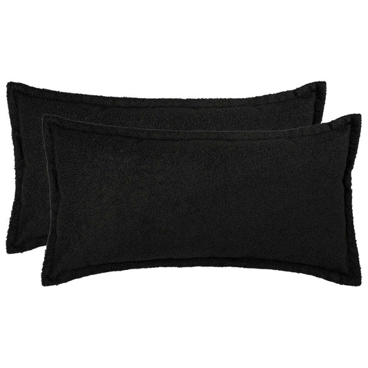 Cushion Cover 2 pcs HOUTEN Black 40 x 70 cm Bouclé