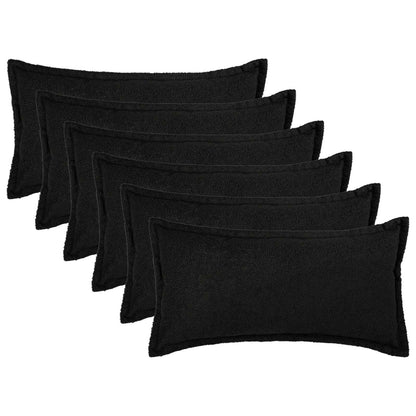 Cushion Cover 6 pcs HOUTEN Black 40 x 70 cm Bouclé