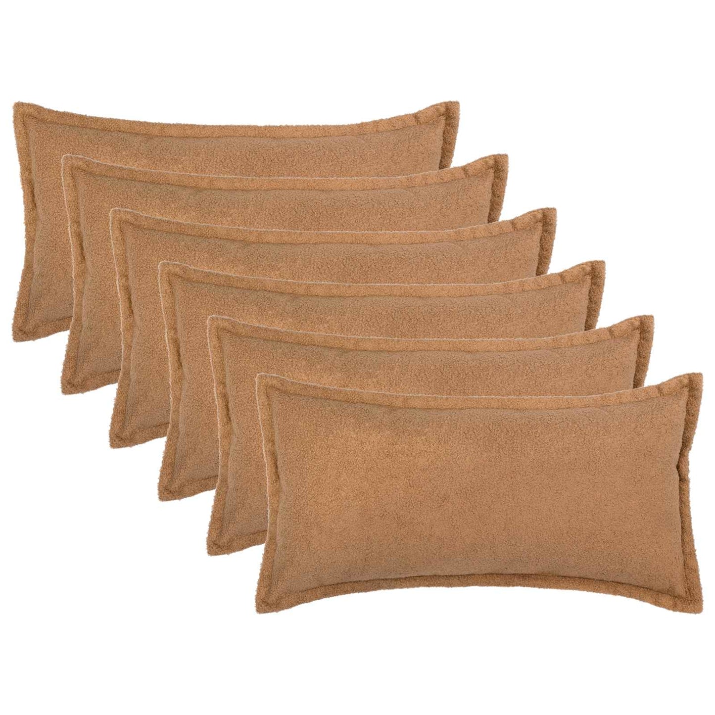 Cushion Cover 6 pcs HOUTEN Beige 40 x 70 cm Bouclé