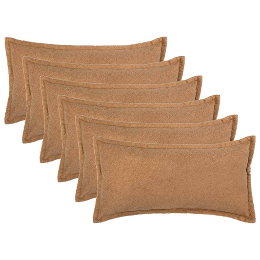 Cushion Cover 6 pcs HOUTEN Beige 40 x 70 cm Bouclé