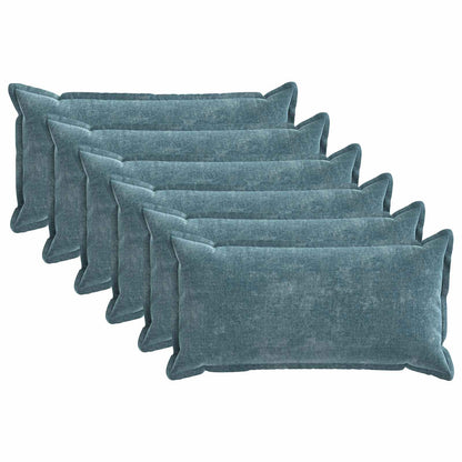 Cushion Cover 6 pcs HOUTEN Blue 40 x 70 cm Chenille Fabric