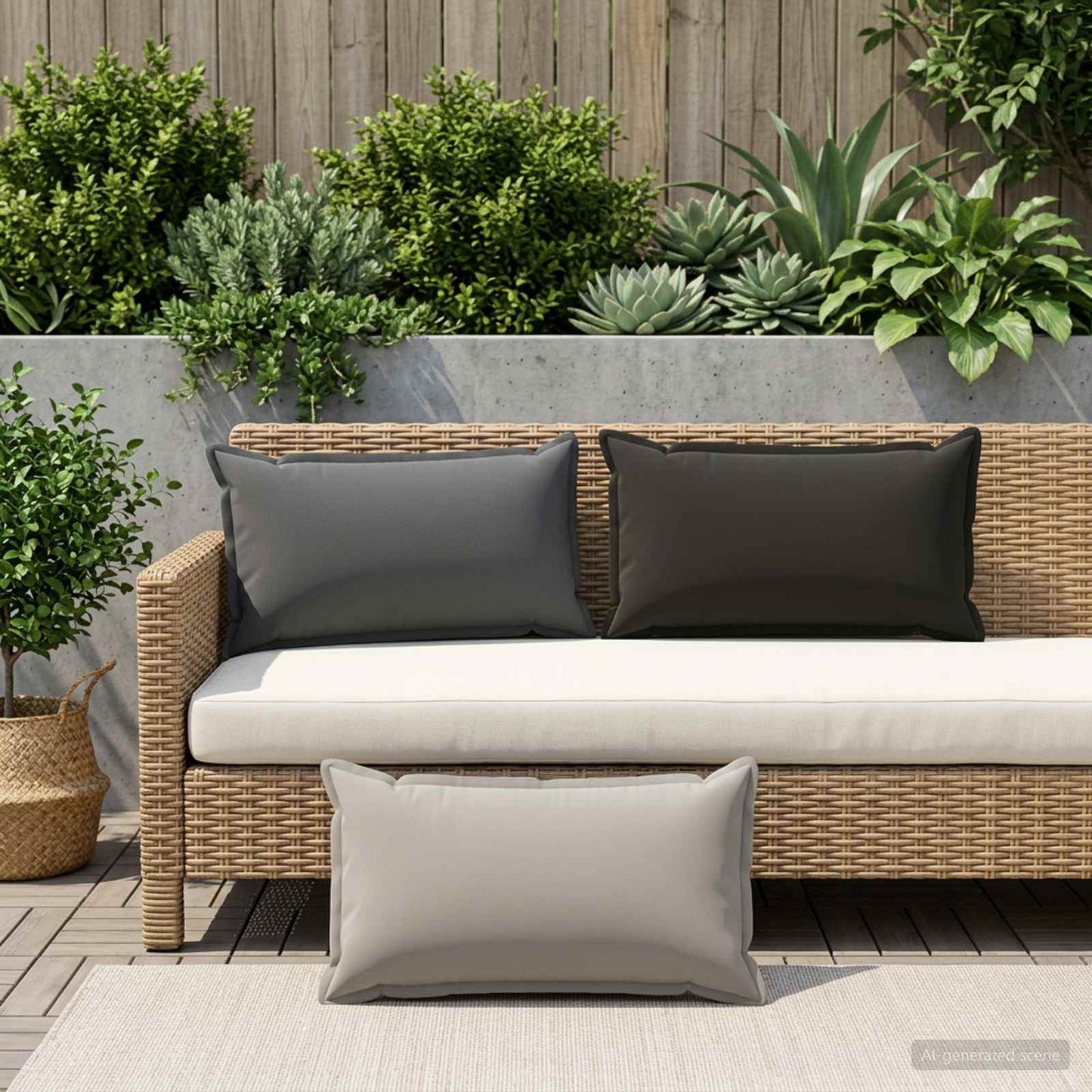Cushion Cover 6 pcs HOUTEN Grey 40 x 70 cm Polyester