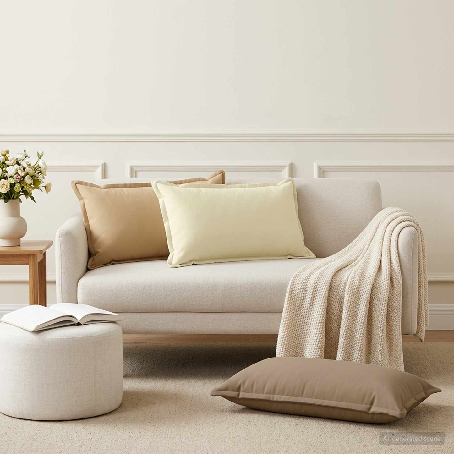 Cushion Cover 6 pcs HOUTEN Cream 40 x 70 cm Polyester
