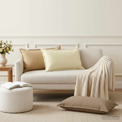 Cushion Cover 6 pcs HOUTEN Cream 40 x 70 cm Polyester