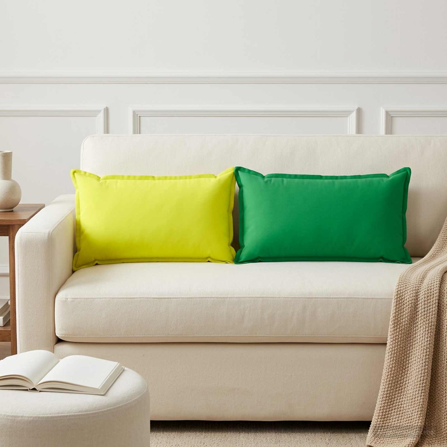 Cushion Cover 6 pcs HOUTEN Green 40 x 80 cm Polyester