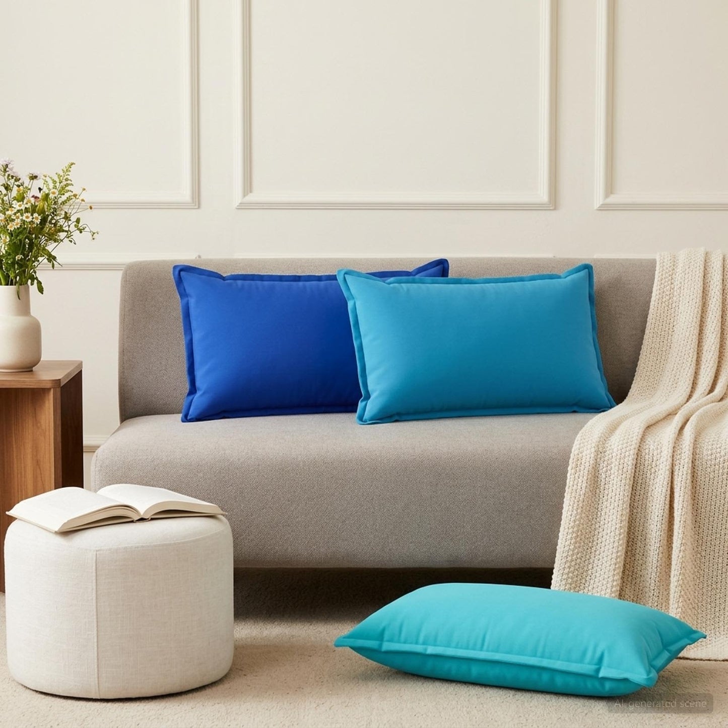 Cushion Cover 6 pcs HOUTEN Turquoise 40 x 70 cm Polyester