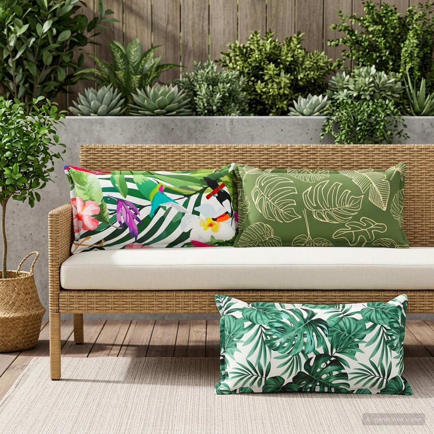 Cushion Cover 2 pcs HOUTEN Leaf Pattern 40 x 70 cm Polyester