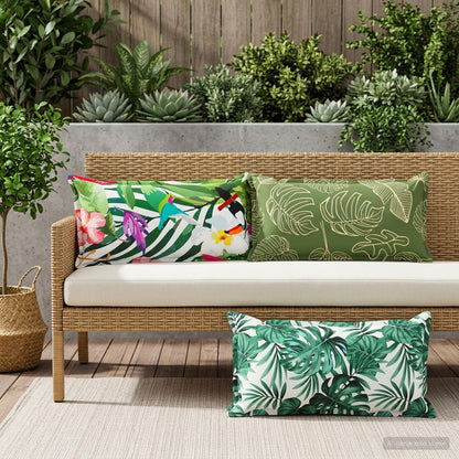 Cushion Cover 2 pcs HOUTEN Leaf Pattern 40 x 70 cm Polyester