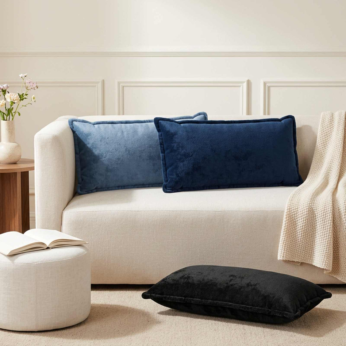 Cushion Cover 2 pcs HOUTEN Light Blue 40 x 80 cm Flannel