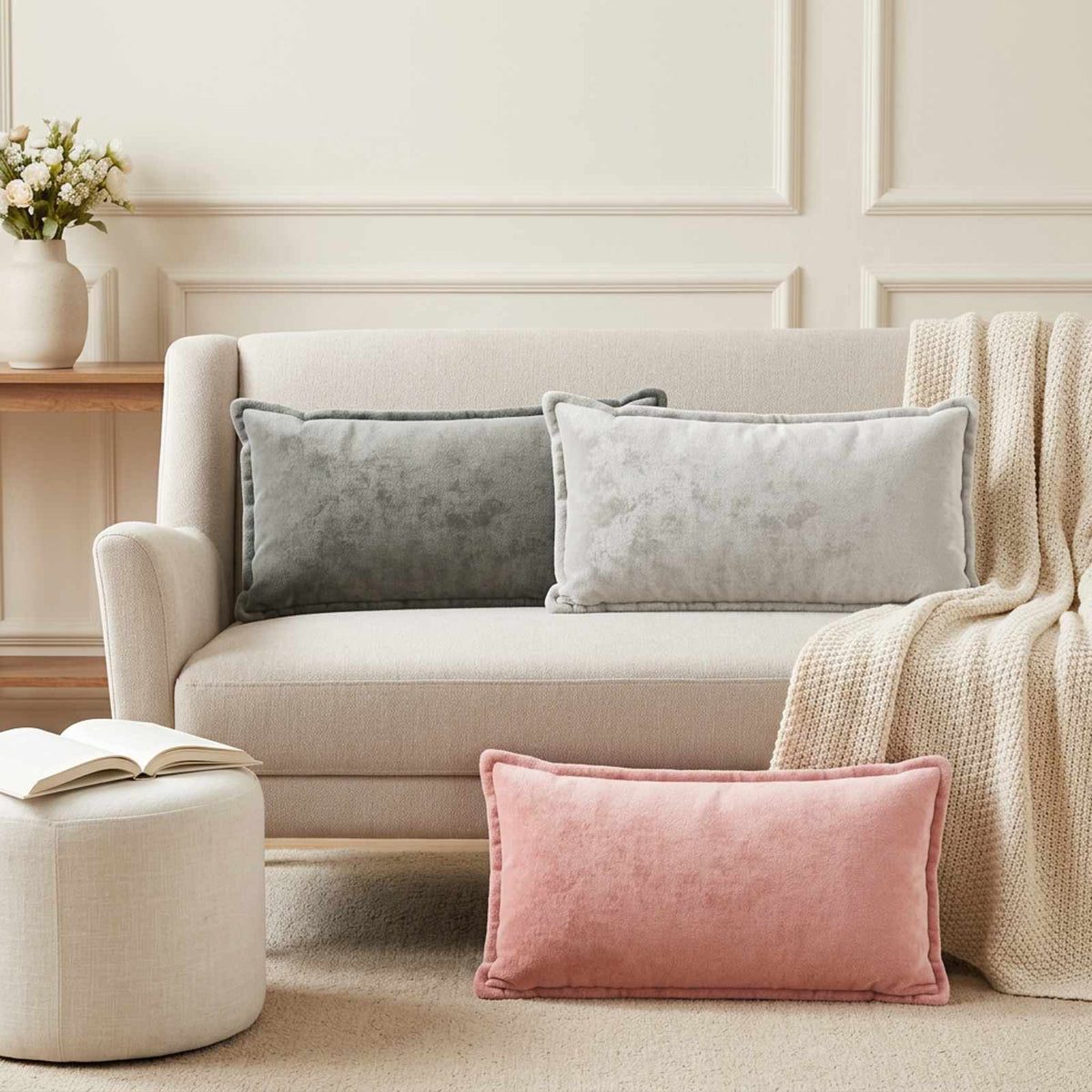 Cushion Cover 6 pcs HOUTEN Pink 40 x 80 cm Flannel