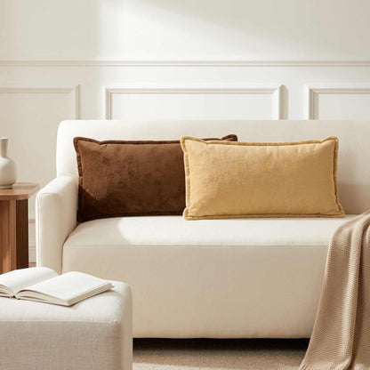 Cushion Cover 6 pcs HOUTEN Light Brown 40 x 80 cm Flannel