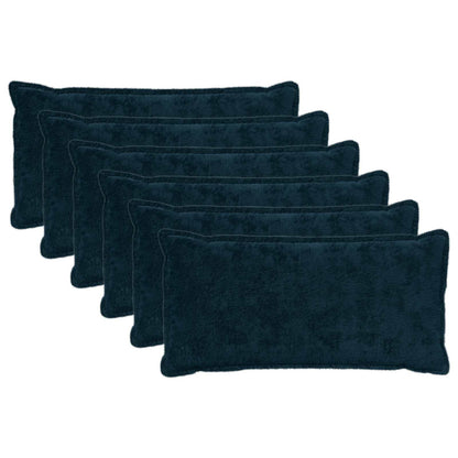 Cushion Cover 6 pcs HOUTEN Navy Blue 40 x 70 cm Faux Rabbit Fur