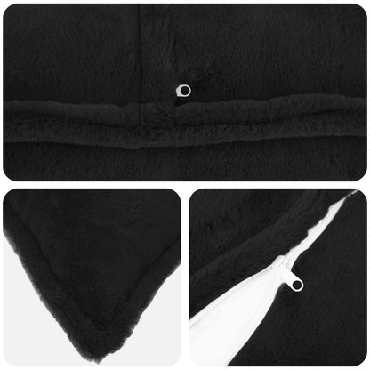 Cushion Cover 6 pcs HOUTEN Black 40 x 70 cm Faux Rabbit Fur