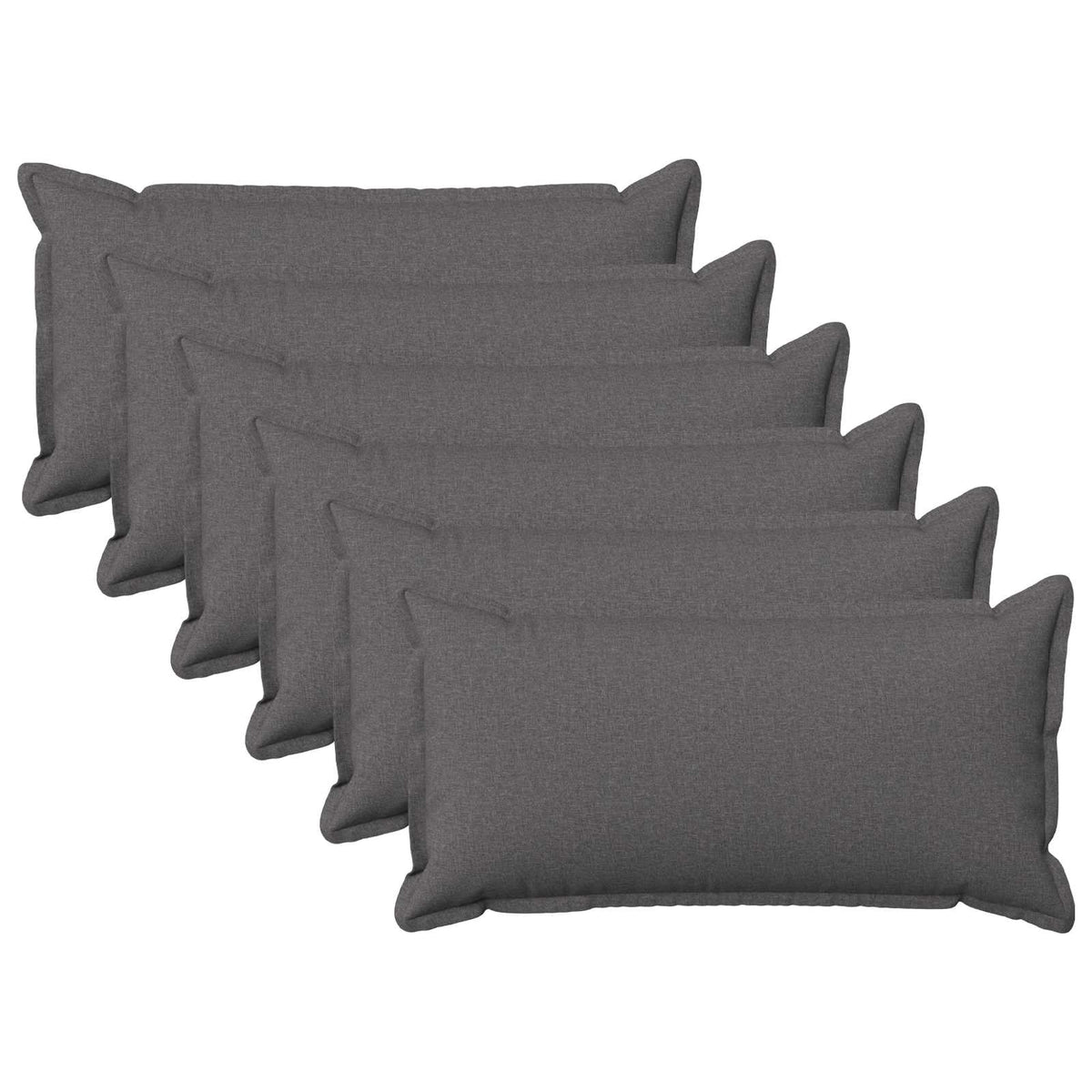 Cushion Cover 6 pcs HOUTEN Light Grey 40 x 80 cm Faux Linen