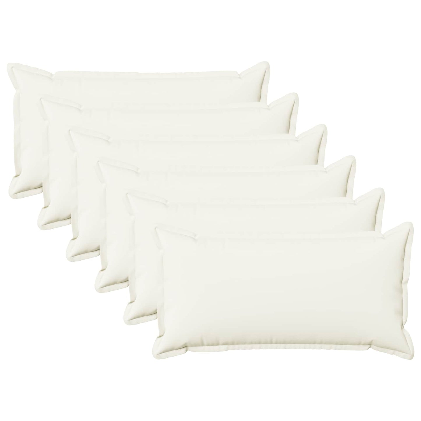 Cushion Cover 6 pcs HOUTEN White 40 x 80 cm Faux Linen