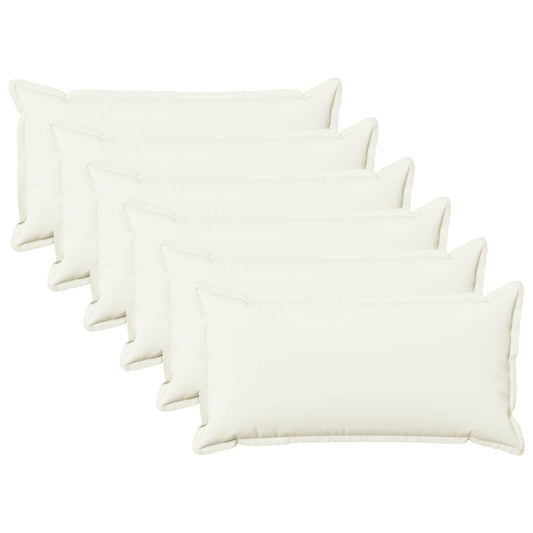 Cushion Cover 6 pcs HOUTEN White 40 x 80 cm Faux Linen