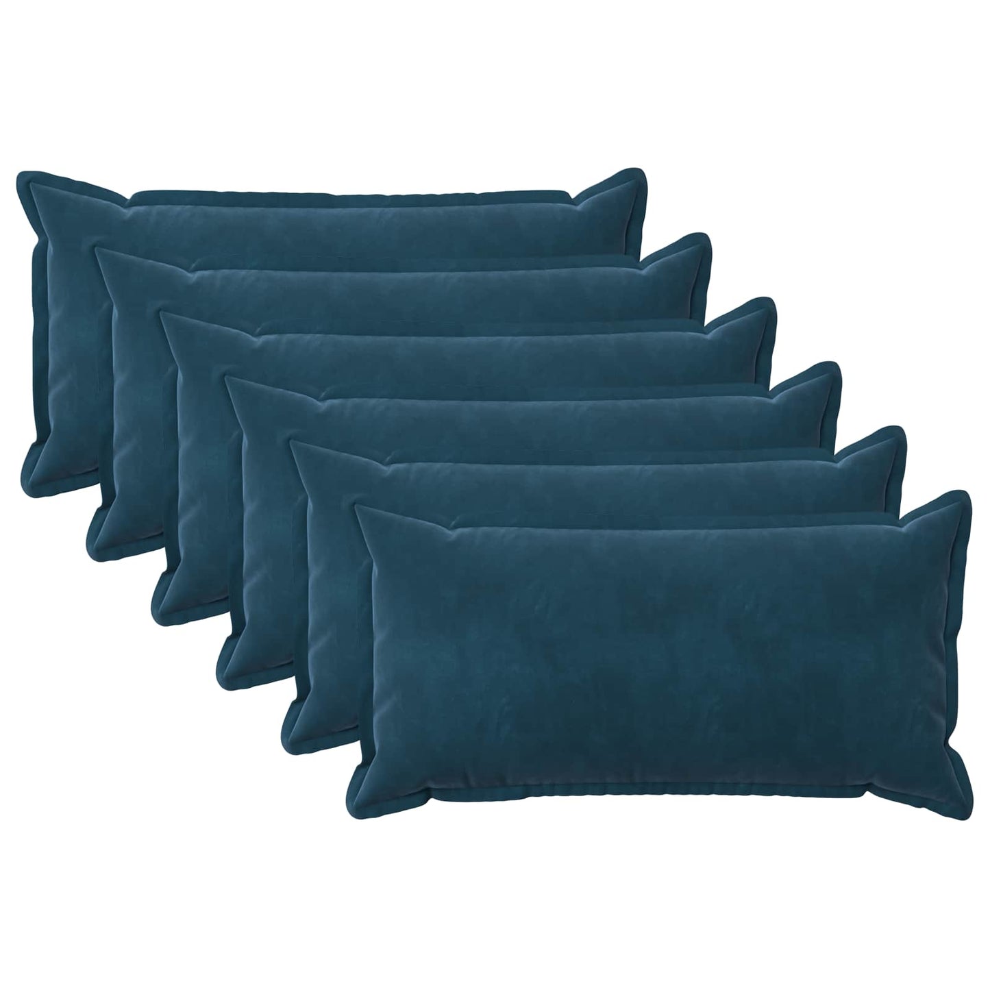 Cushion Cover 6 pcs HOUTEN Blue 40 x 80 cm Velvet