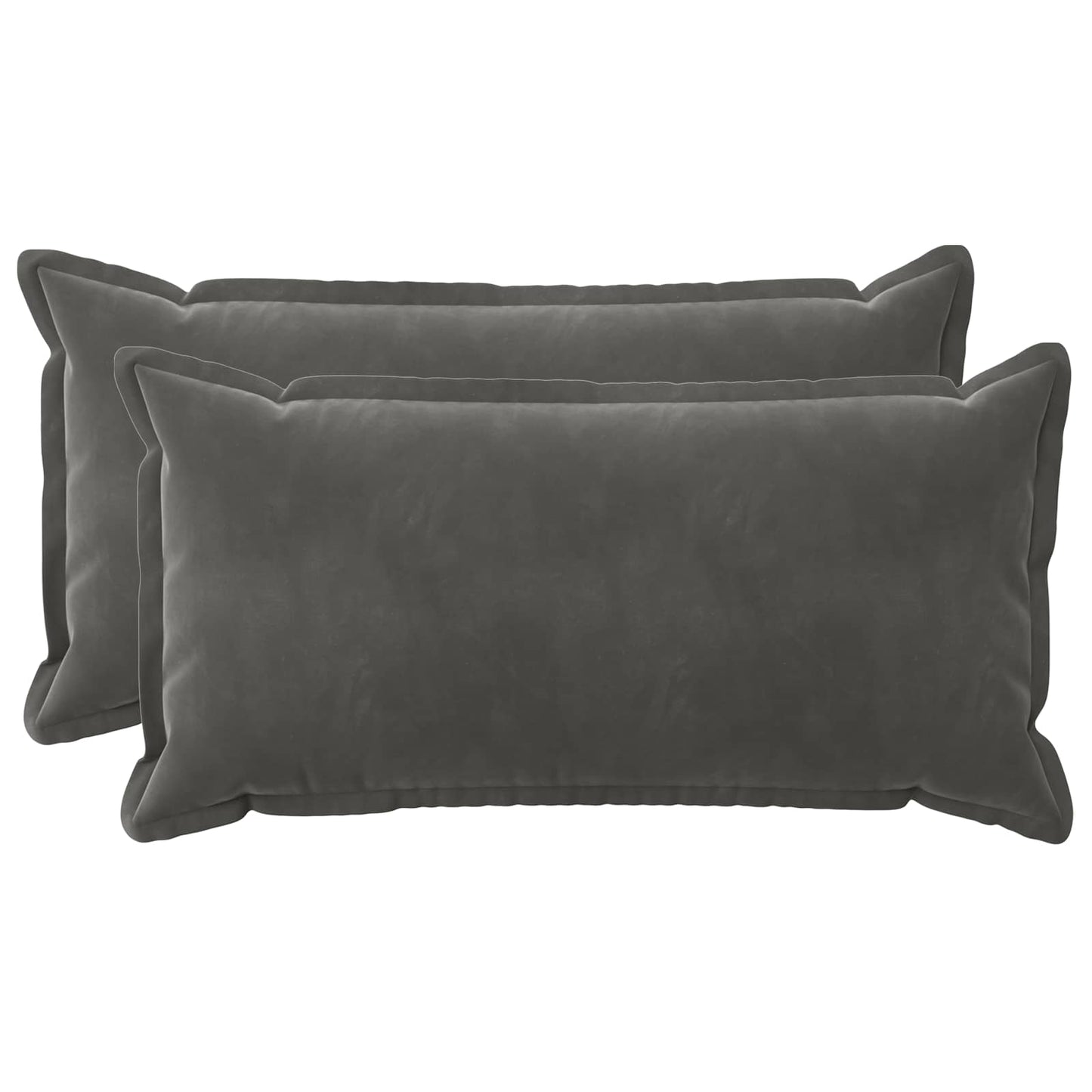 Cushion Cover 2 pcs HOUTEN Dark Grey 40 x 80 cm Velvet