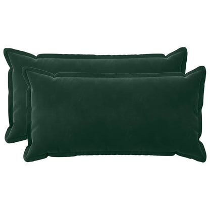 Cushion Cover 2 pcs HOUTEN Dark Green 40 x 80 cm Velvet