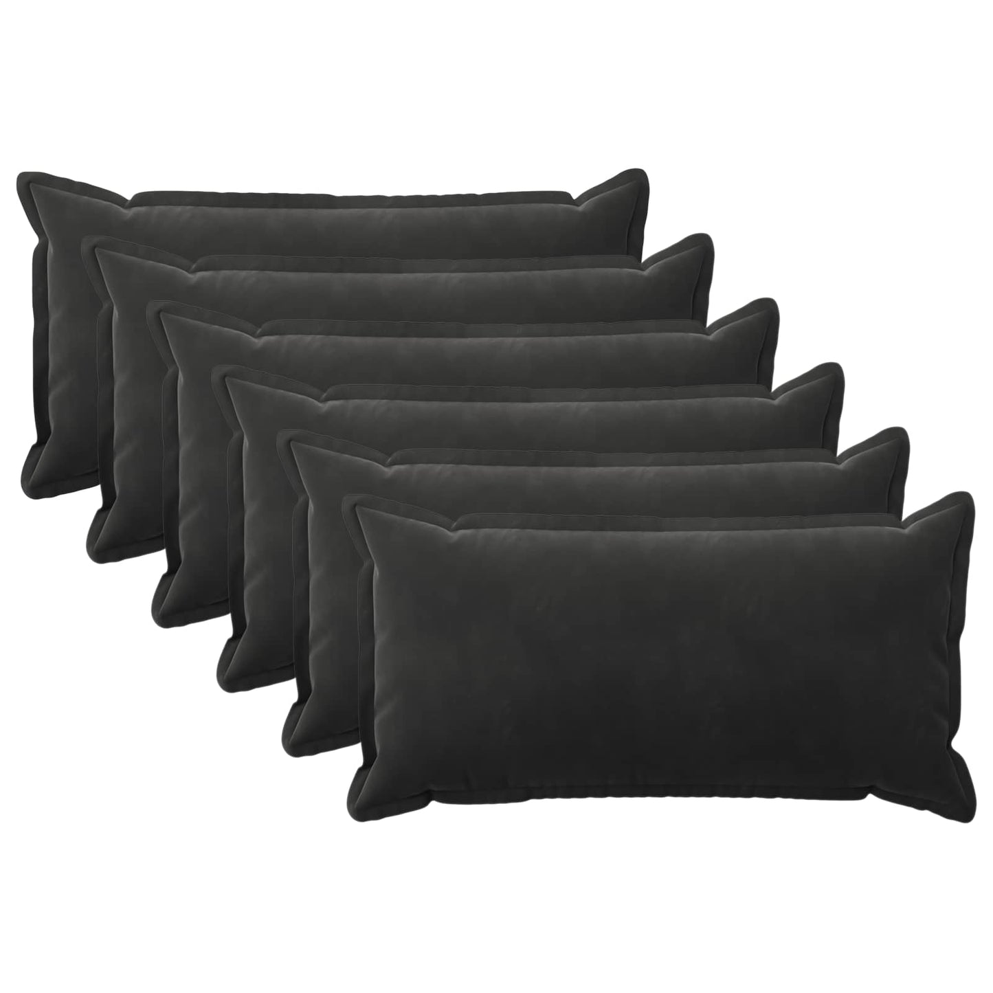 Cushion Cover 6 pcs HOUTEN Black 40 x 80 cm Velvet