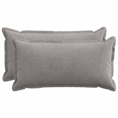 Cushion Cover 2 pcs HOUTEN Light Grey 40 x 80 cm Corduroy