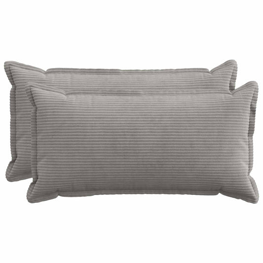 Cushion Cover 2 pcs HOUTEN Light Grey 40 x 80 cm Corduroy