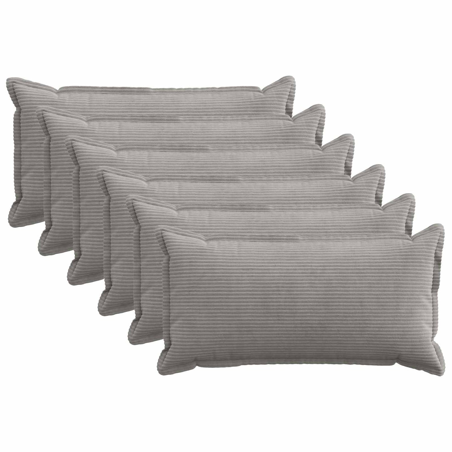 Cushion Cover 6 pcs HOUTEN Light Grey 40 x 80 cm Corduroy
