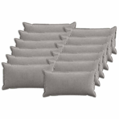 Cushion Cover 12 pcs HOUTEN Light Grey 40 x 80 cm Corduroy
