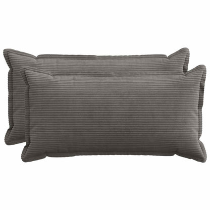 Cushion Cover 2 pcs HOUTEN Dark Grey 40 x 80 cm Corduroy