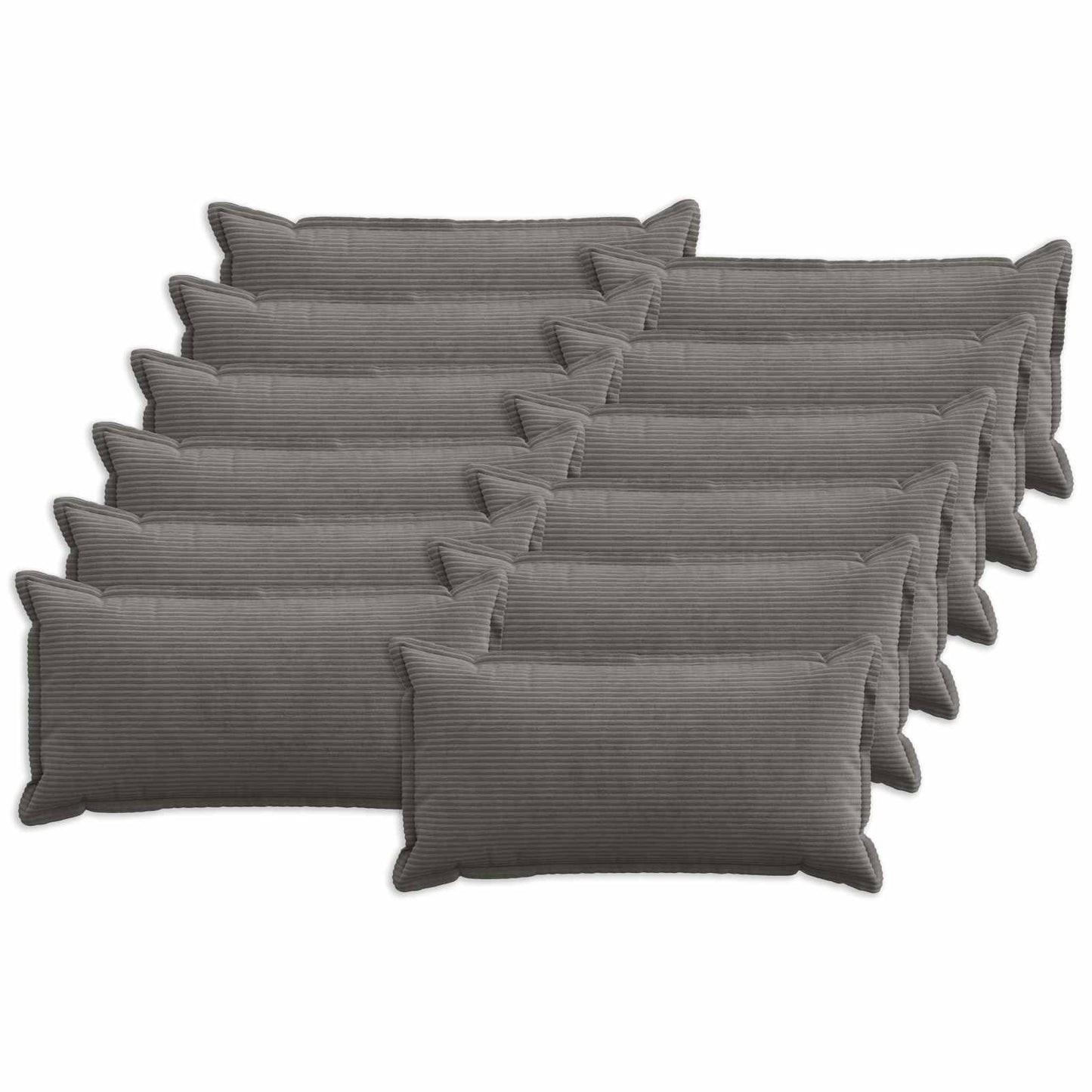 Cushion Cover 12 pcs HOUTEN Dark Grey 40 x 80 cm Corduroy